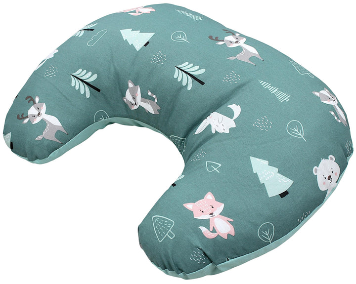 TupTam Baby Stillkissen Klein mit Baumwoll-Bezug, Farbe: Wald/Fuchs/REH/Igel/Bärchen/Grün/Mint Wald