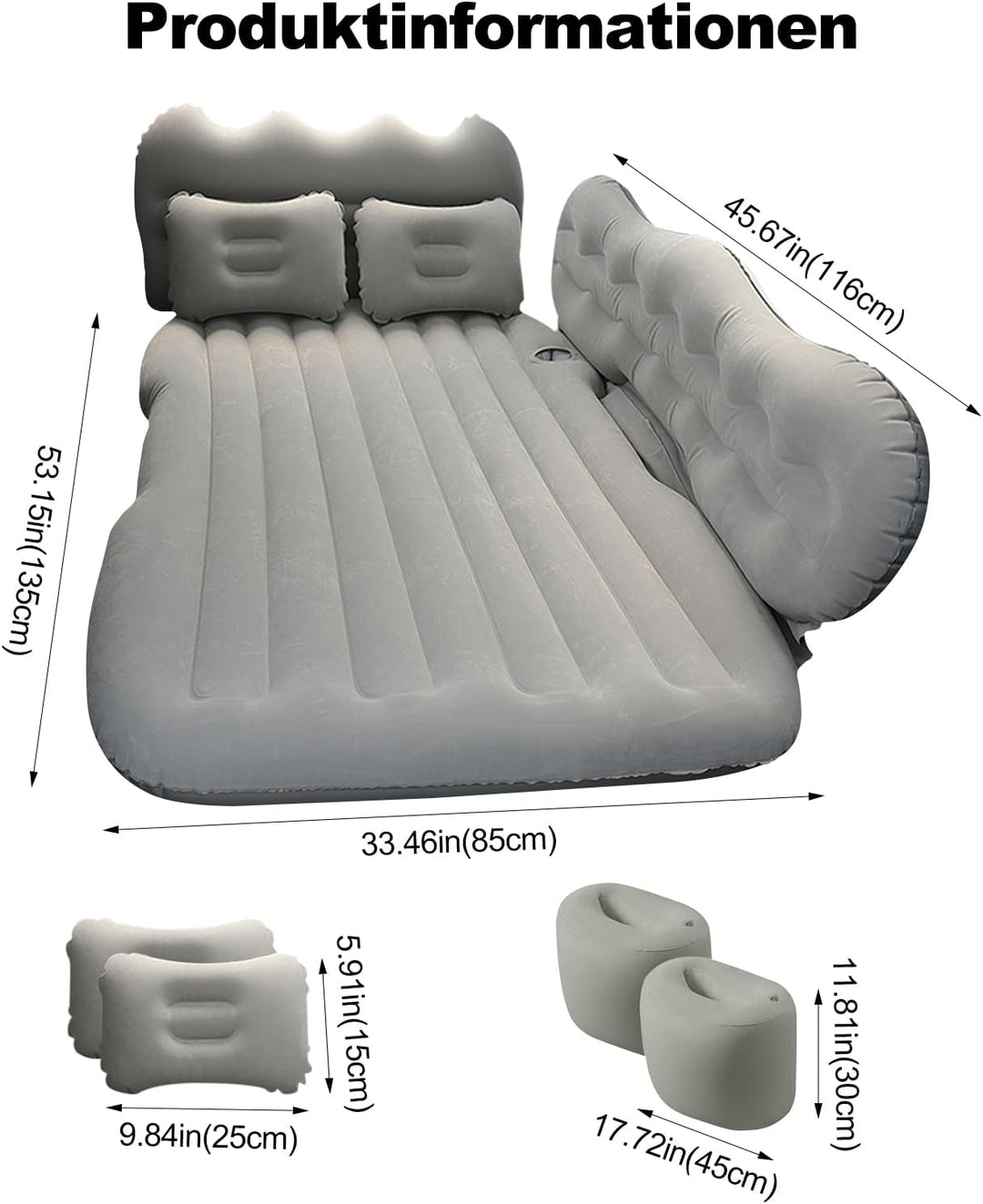 Ergocar Auto Luftmatratze Camping Matratze Aufblasbar 2 Personen mit Kissen Luftmatratze SUV MPV Auf