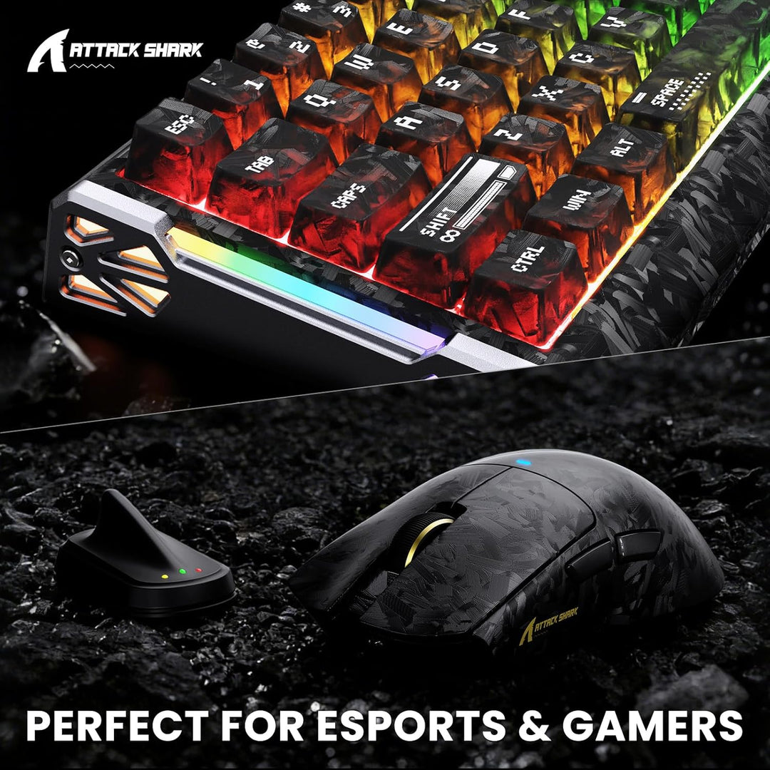 ATTACK SHARK R68 HE – kabelgebundene Gaming-Tastatur aus Carbonfaser mit Magnetanschluss, X11 Ultra