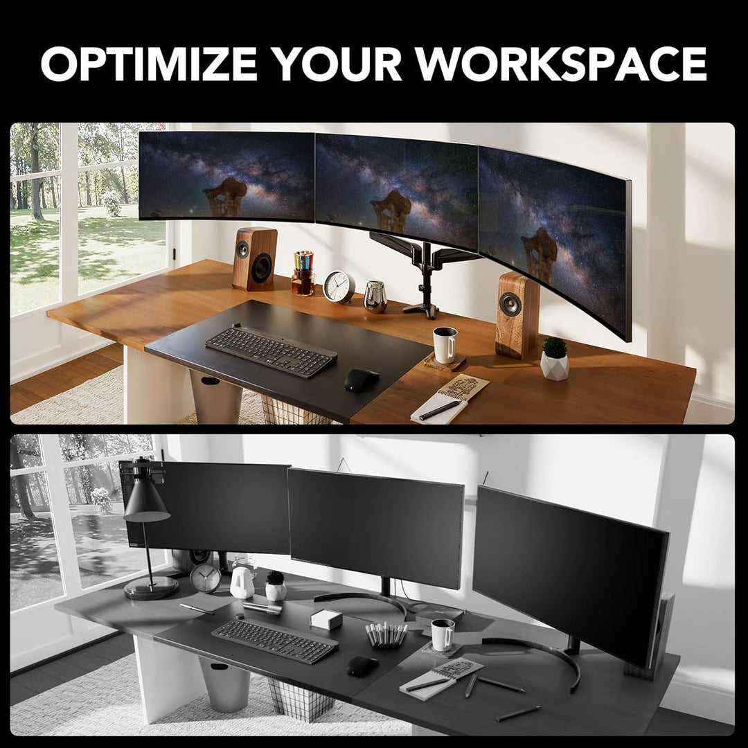 HUANUO Monitor Halterung 3 Monitore für 17-32 Zoll Bildschirme, Bildschirmhalterung 3 Monitore Höhen