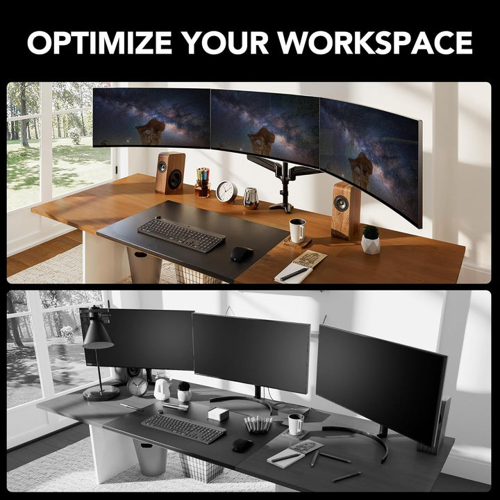 HUANUO Monitor Halterung 3 Monitore für 17-32 Zoll Bildschirme, Bildschirmhalterung 3 Monitore Höhen