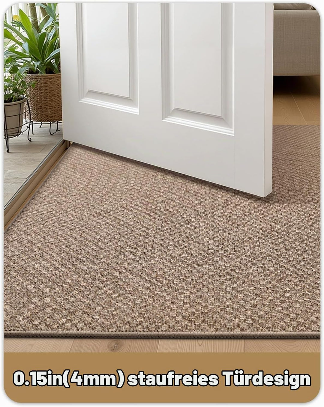 COLOR&amp;GEOMETRY Schmutzfangmatte Innen 90x140cm, Khaki Gitter,Fussmatte Innen 90x140cm Khaki Gitter,