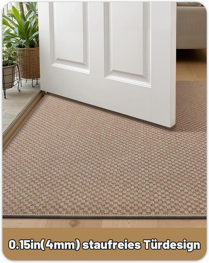 COLOR&amp;GEOMETRY Schmutzfangmatte Innen 90x140cm, Khaki Gitter,Fussmatte Innen 90x140cm Khaki Gitter,