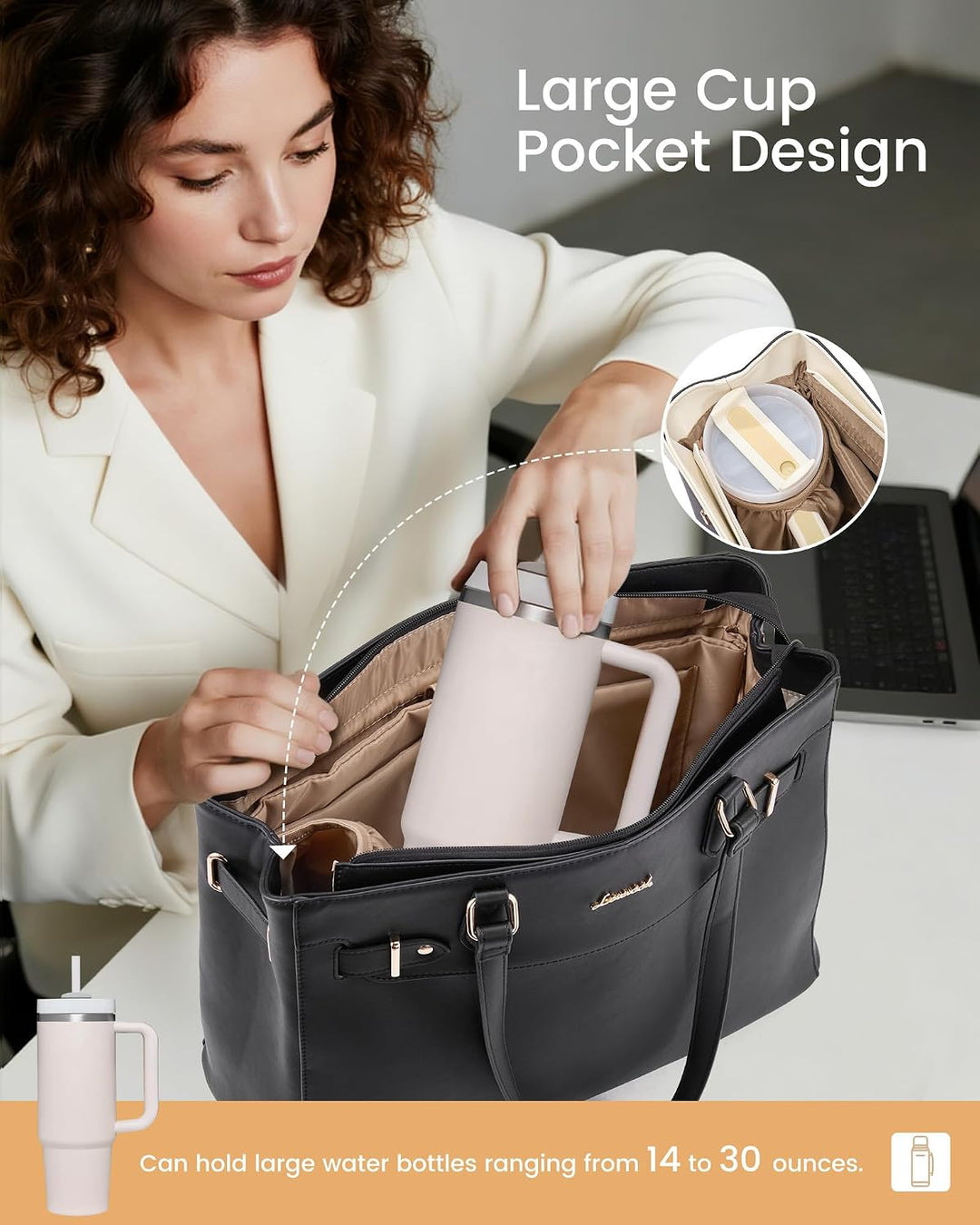 LOVEVOOK Handtasche Damen Mittelgross, 15,6" Shopper Tasche Arbeitstasche Elegant Laptoptasche Gross