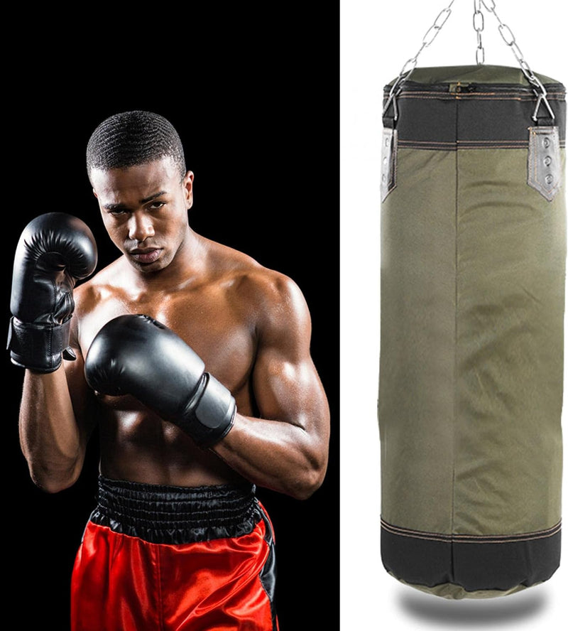 Boxsack Heavy Duty Boxsack mit Ketten für Boxtraining Fitness Sandsack Grün 60cm, Grün 60cm