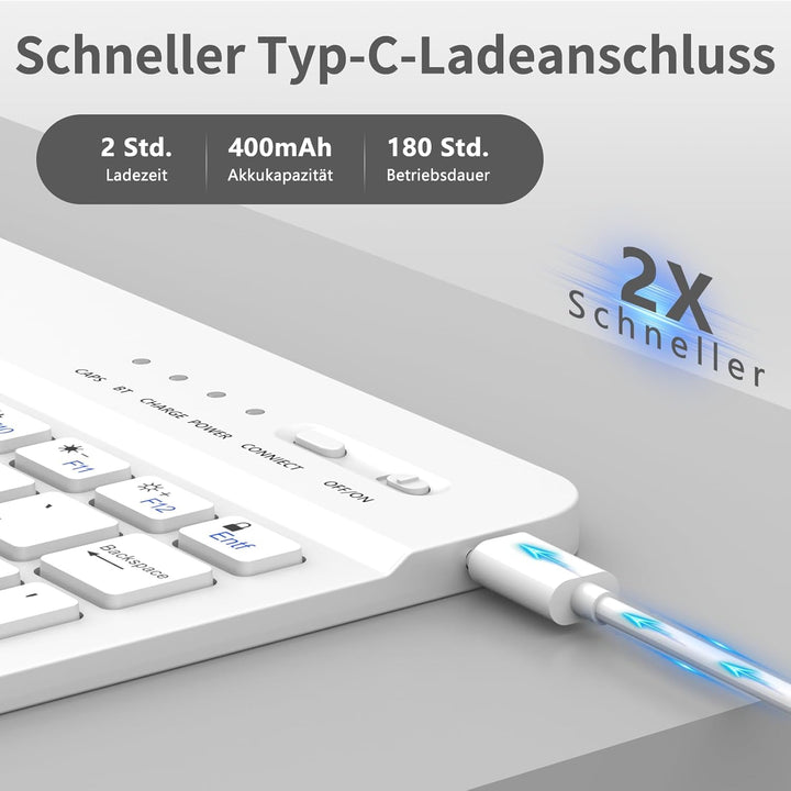 TQQ Tastatur Hülle für iPad 10.2 Zoll (9/8/7 Generation), für iPad Air 3rd und Pro 10.5, Wiederaufla