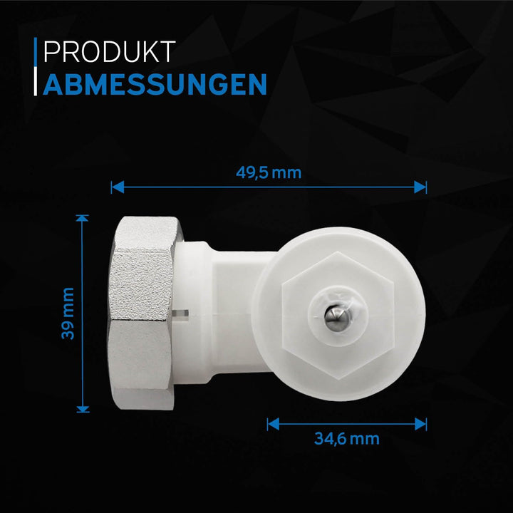 kör4u Winkeladapter Schraubverbindung M30 x 1,5 mm, weiss, für Oventrop, links- und rechtsseitig mon