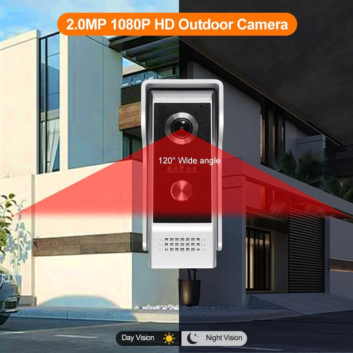 WLAN Video-Intercom-System für Zuhause, 1080P HD Türglocke Kamera mit 2 Monitoren, 7 Zoll IPS Bildsc