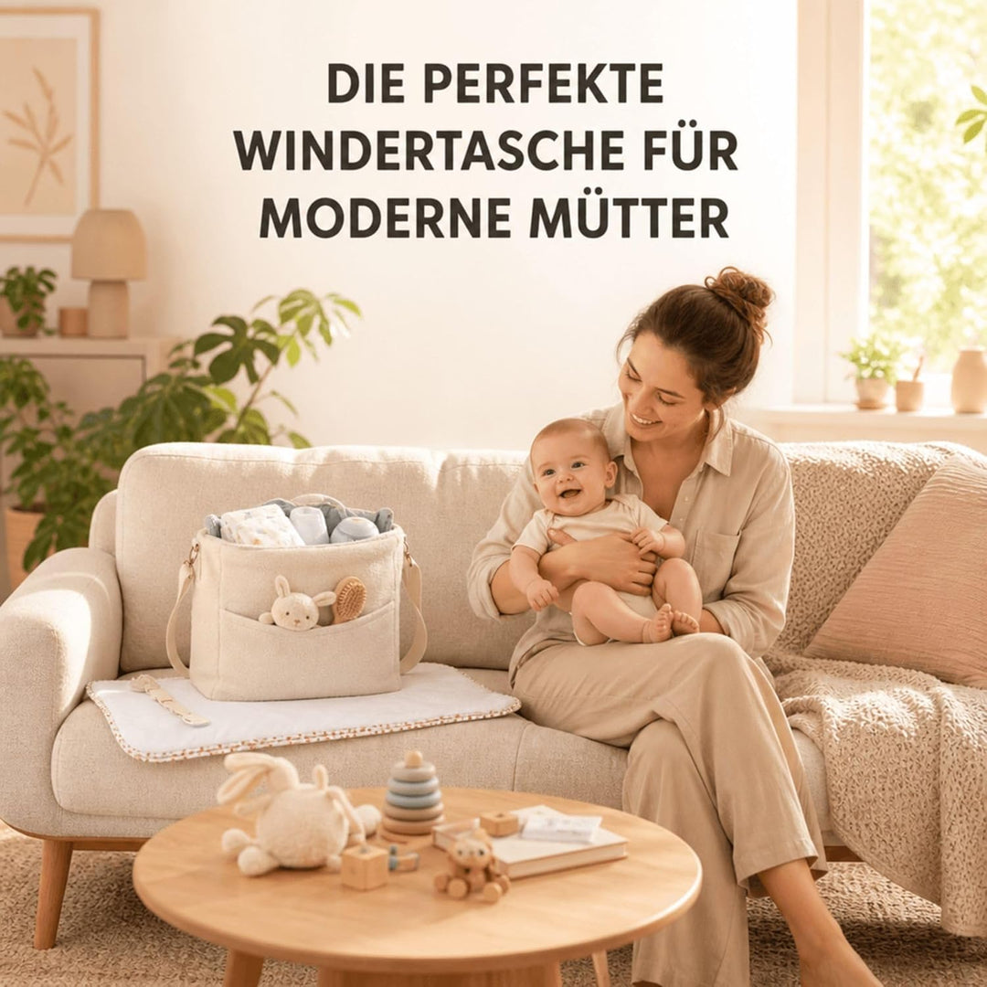 Fillikid Wickeltasche Teddy Big Exklusiv | Stilvolle Wickeltasche aus weichem Teddy-Material | Mit g