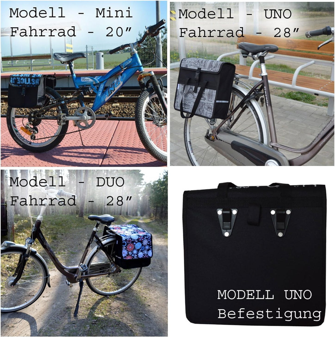 FAHRRADTASCHE 26" 28" Erwachsene Satteltasche Gepäckträgetasche Doppel 2x15l / Einzelne 1x15l (15. D