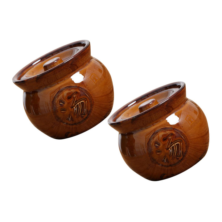 TOPBATHY Keramik Suppentopf Säure und Alkalibeständig Feine Verarbeitung 2 Stück mit Deckel 350ml Re