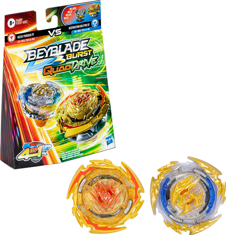 Beyblade Burst QuadDrive Destruction Belfyre B7 and Decay Perseus P7 Spinning Top Dual Pack – 2 Kamp
