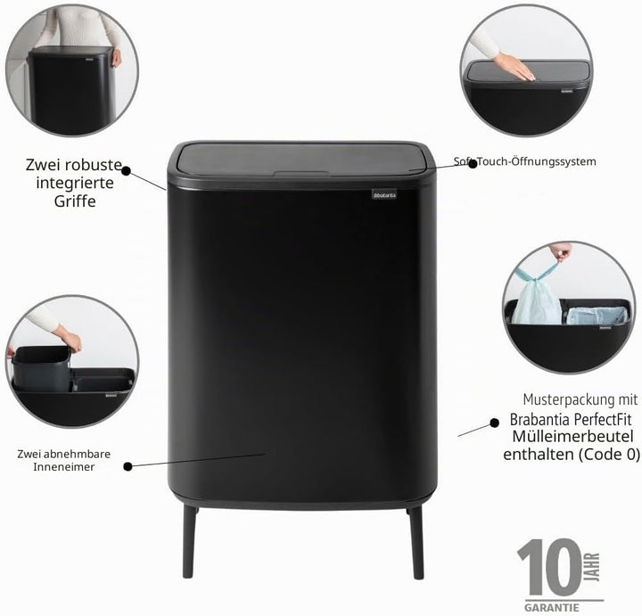 Brabantia BO Touch Bin Hi, 2x 30L