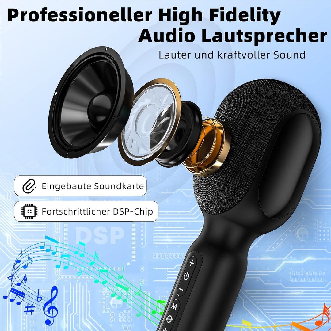 Karaoke Mikrofon, LED Drahtloses Bluetooth Mikrofon, Tragbare LED Kinder Karaoke Mikrofon mit Musik