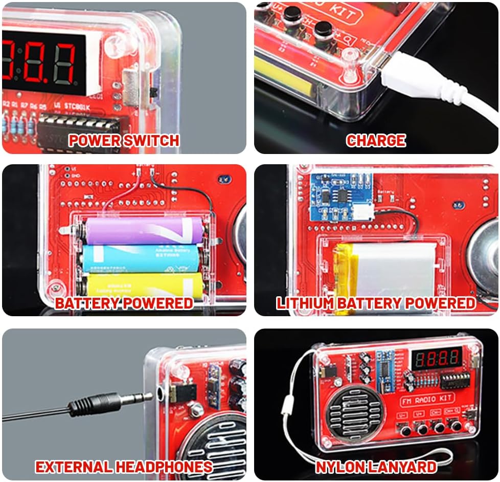 Elektronik Lötübung Kit mit Digitalem Radio und Display, DIY Elektronik Bausatz mit LadeModul für An