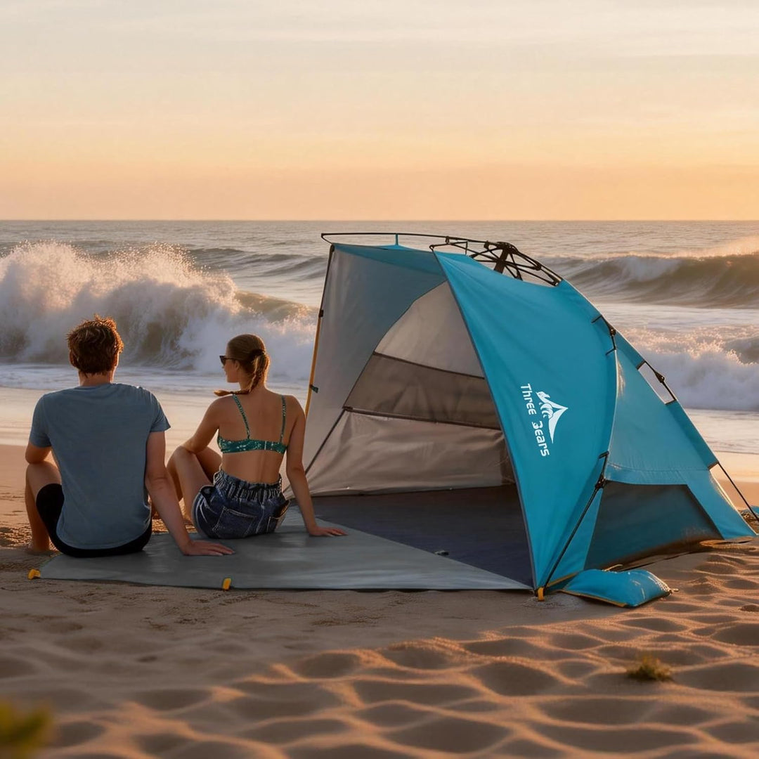 Three Bears Pop-Up-Strandzelt – UV-Schutz LSF 50+, leichte und tragbare Cabana für 3–4 Personen, ein