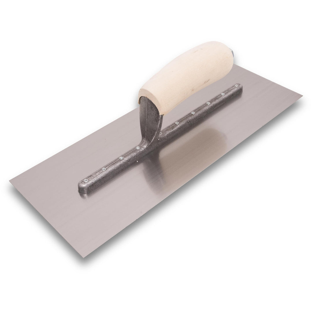Marshalltown MXS7 12 X 5 Carbonstahl-Glättkelle - Gebogener Holzgriff