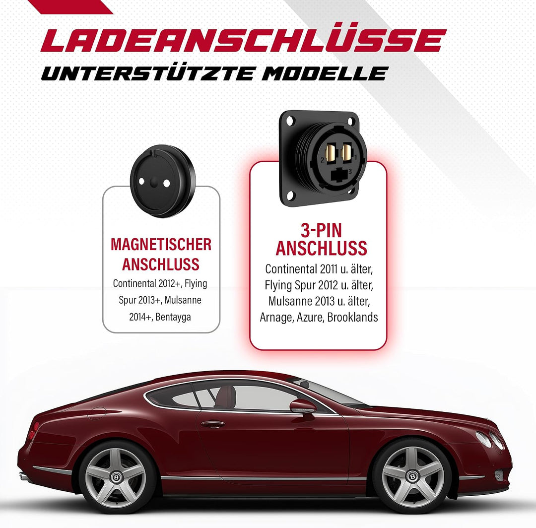 JMR Adapter for Bentley Continental GT Flying Spur Mulsanne Compatible with CTEK (3-Pin Port, with I