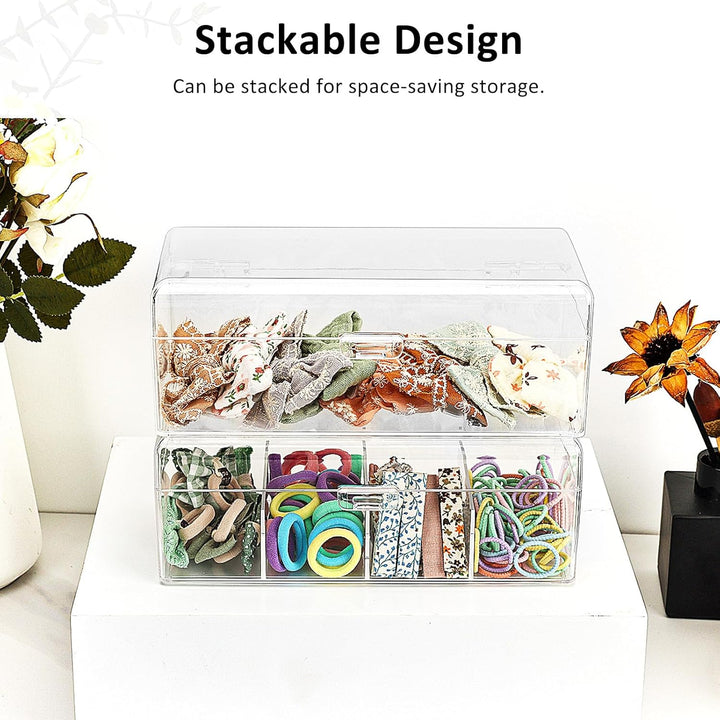 JessLab Haarschmuck Organizer für Mädchen, Acryl-behälter mit Fächern für Haargummis, Spangen und Sc