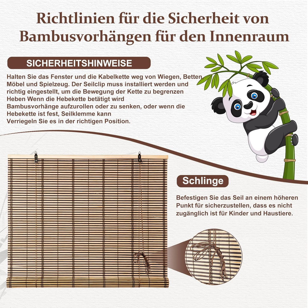 Cy.curtain bright Bambusrollo Bambus Rollo Sonnenschutz und Sichtschutz Rollo,für Fenster und Braun