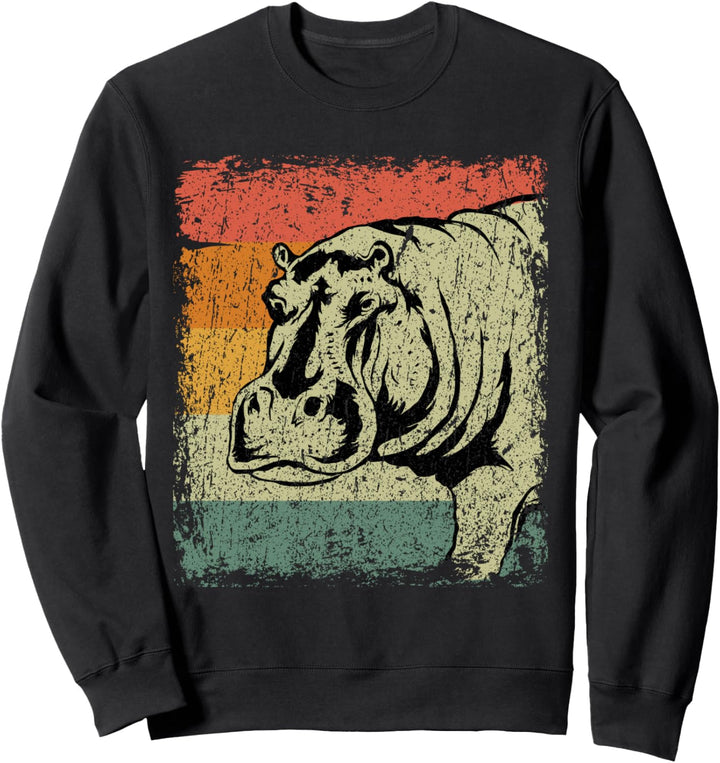 Retro Flusspferd Geschenk Vintage Nilpferd Sweatshirt