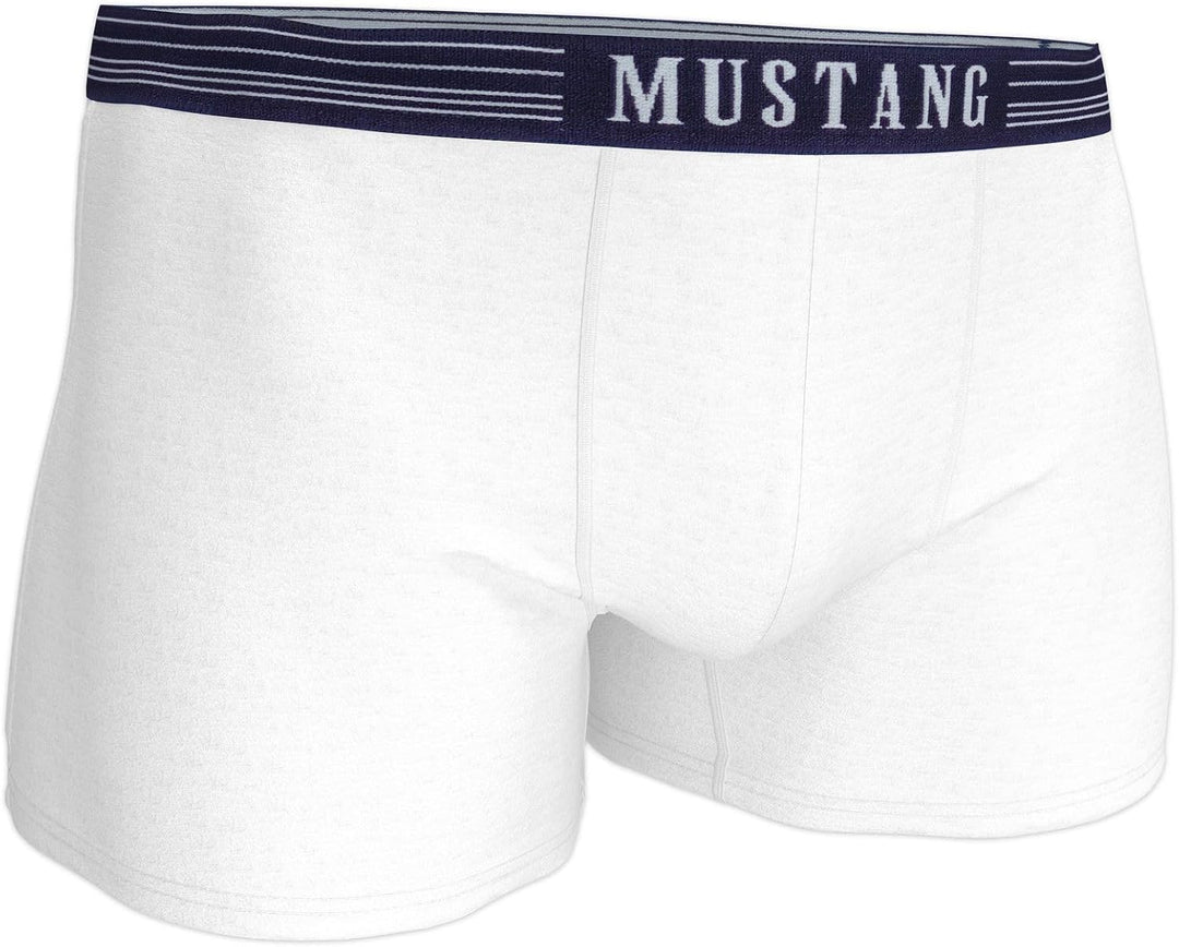 Mustang 3er Pack - Herren Boxershorts aus Baumwolle, Unterhosen für Männer, Navy/Weiss/Rot