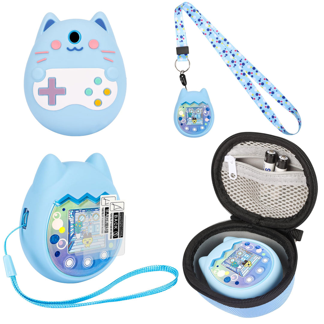 Silikon Hülle und Hartschalenkoffer kompatibel mit Tamagotchi Pix Virtuelles Haustierspielzeug, Schu