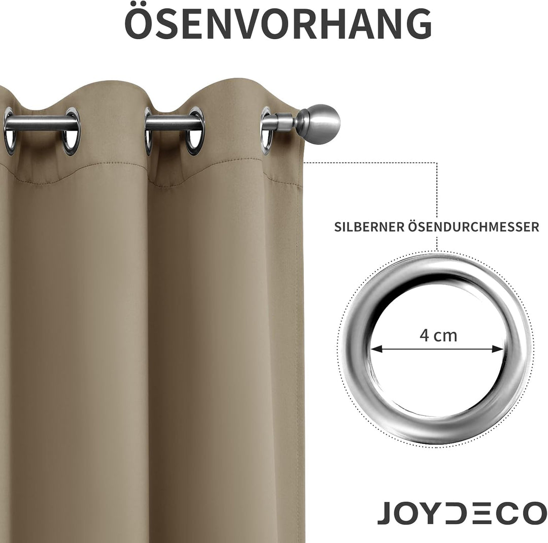 Joydeco Blickdichte Vorhänge mit Ösen Gardinen 2 Stück H 175 x B 140 Verdunkelungsvorhang Cappuccino
