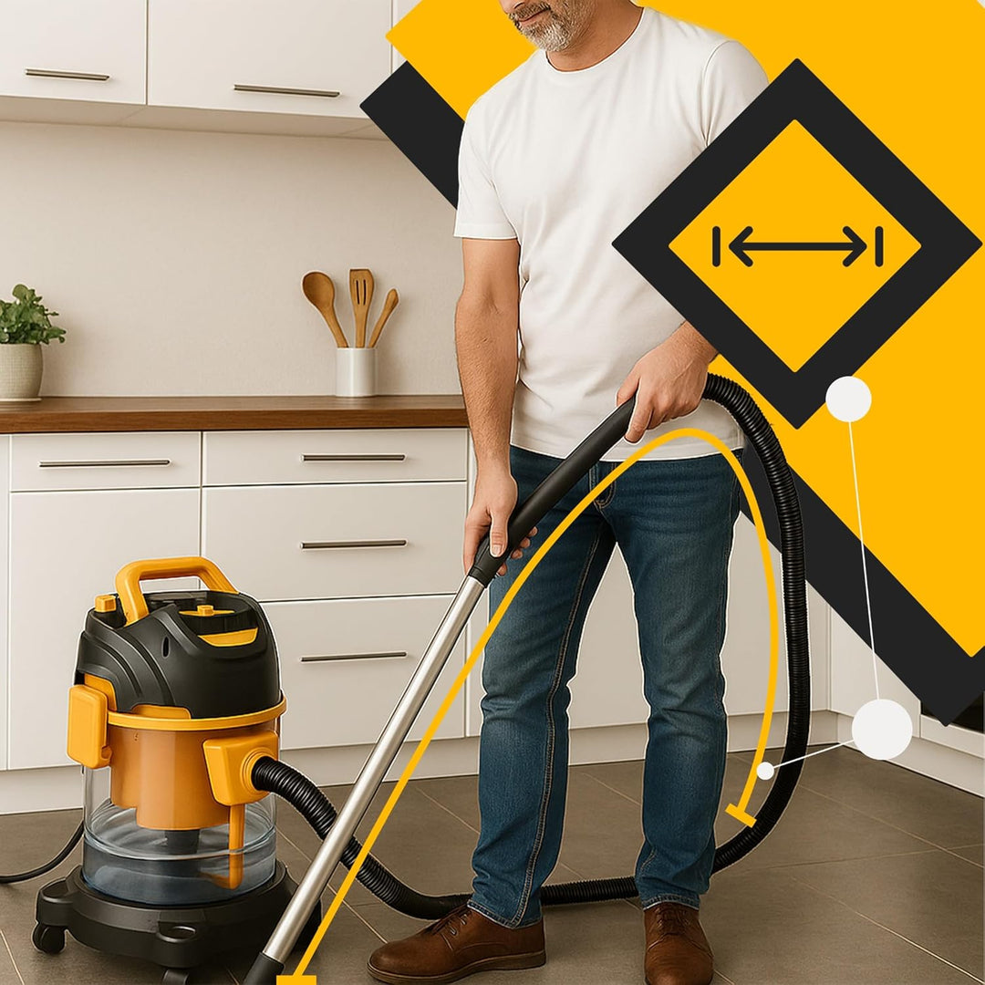 Retoo Nass-Trocken-Sauger 8m Arbeitsbereich, Staubsauger 2200W Radstaubsauger 2.5L, für Teppiche Pol