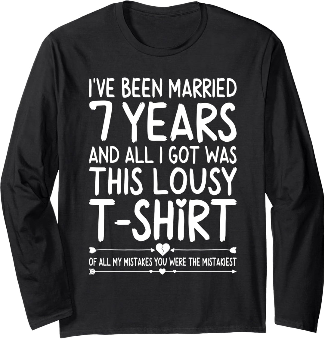 7th Wedding Anniversary Shirt for Her and Him Couples Funny Langarmshirt