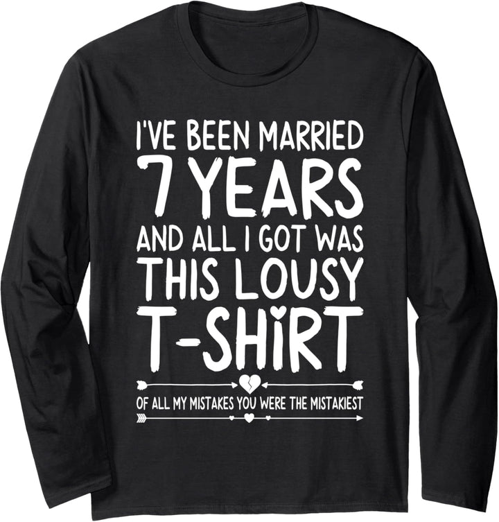 7th Wedding Anniversary Shirt for Her and Him Couples Funny Langarmshirt