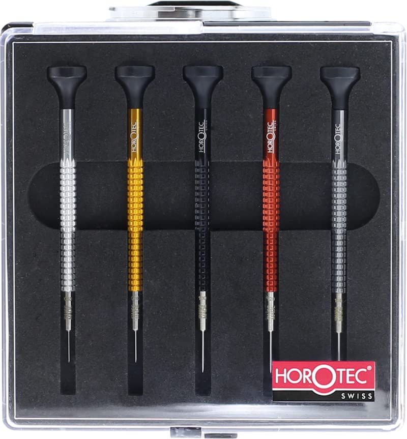 Swiss Made 5 Stück Uhrmacherschraubendreher Set MSA01.020-A (0.60, 0.80, 1.00, 1.20, 1.40 mm) mit Al