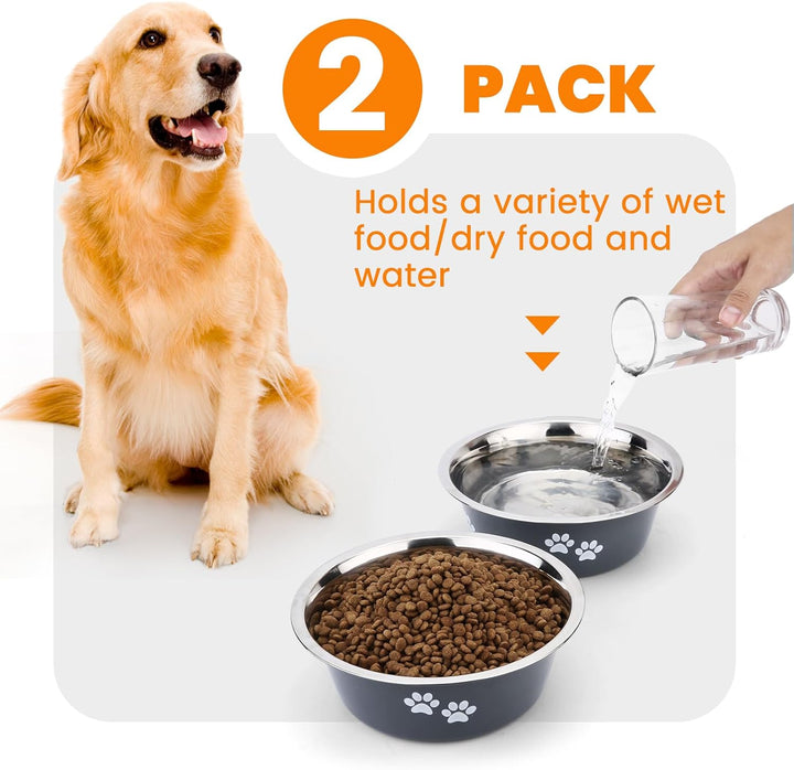 PETTOM 2 Stück Edelstahl Fressnapf Hund (1560 ML), Hundenapf Futternapf Hund aus Edelstahl mit Rutsc