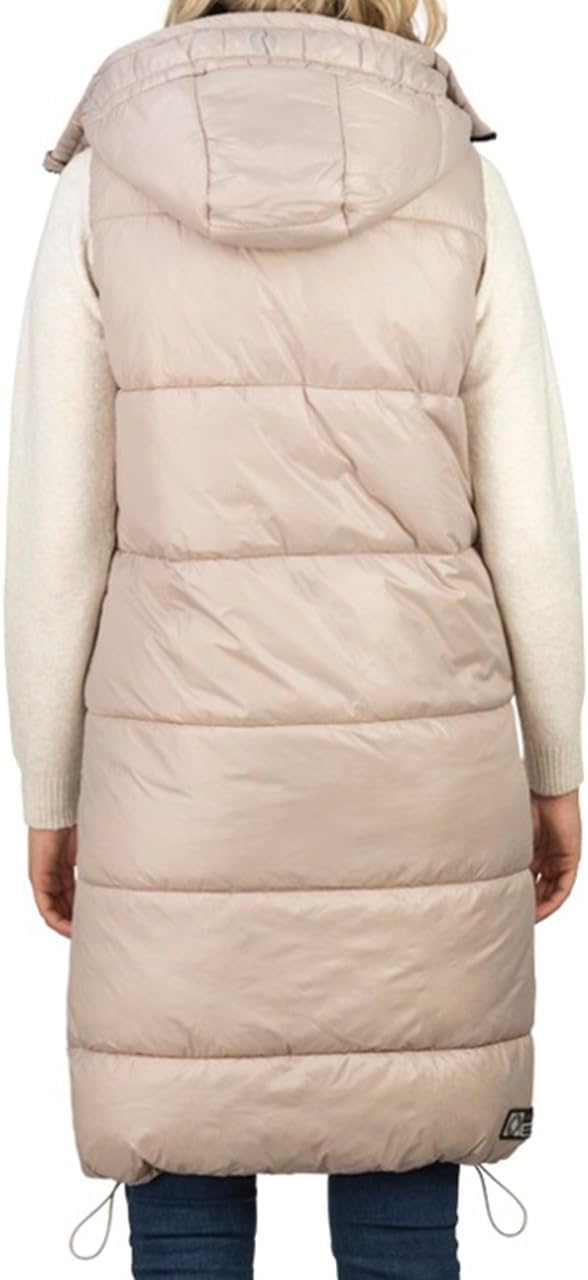 DENIMFY Steppweste Damen lang mit Kapuze Regular Fit DFCaro Weste Knielang Outdoor Reissverschluss T