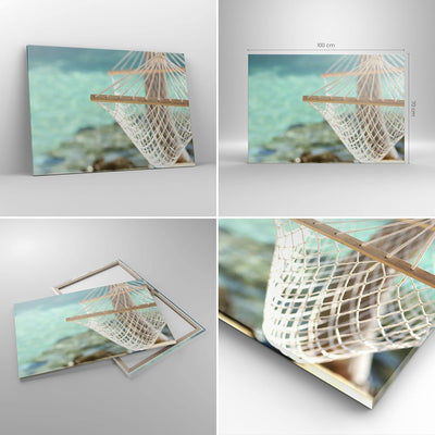 Bilder auf Leinwand 100x70cm Leinwandbild Reise hängematte tropisch strand Gross Wanddeko Bild Schla