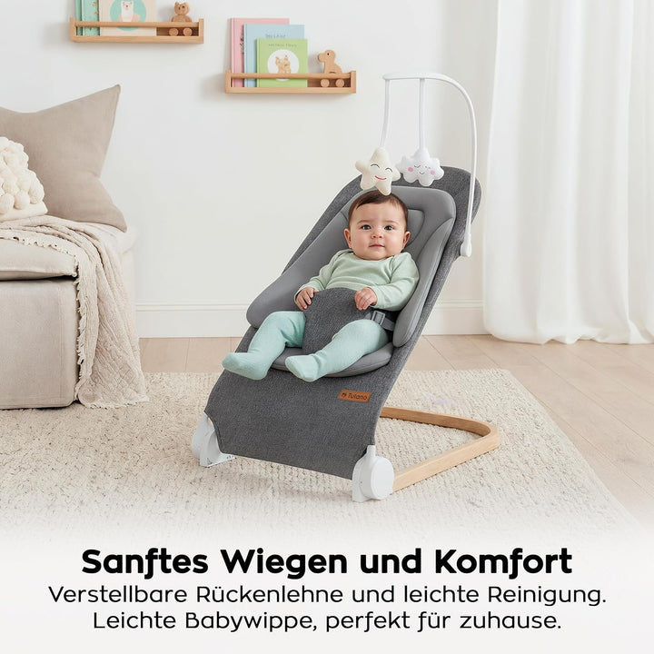 Tulano Moon 50 | Babywippe für Neugeborene, Babyschaukel ergonomisch mit verstellbarer Rückenlehne,