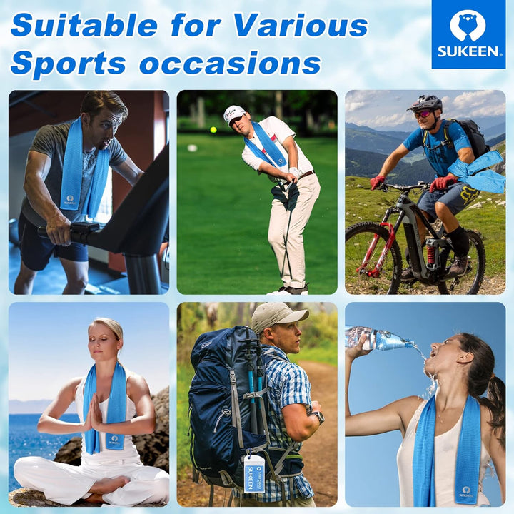 Sukeen Kühlendes Handtuch, 4er Set Kühlhandtuch Cool Towel, Gym Handtuch, Eishandtuch Kühltuch Hals,