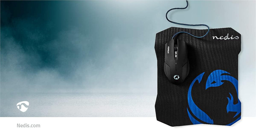 NEDIS Gaming Mouse & Mouse Pad Set - Verdrahtet - 800/1200 / 1600 DPI - Einstellbar DPI - Anzahl Knö