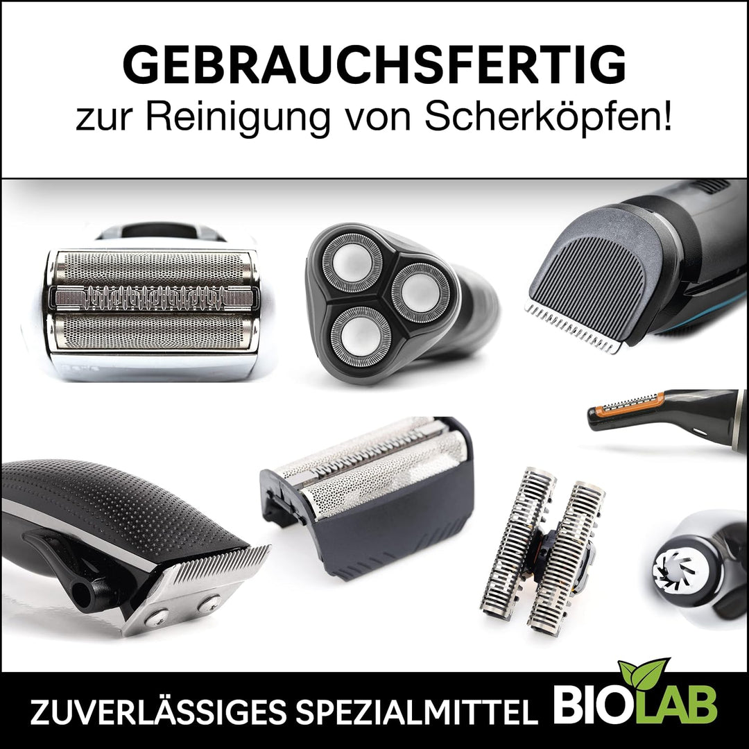 BIOLAB Bio Scherkopfreiniger Spray (2 x 100ml) Scherkopf Reinigungsspray zur Reinigung von Rasierer