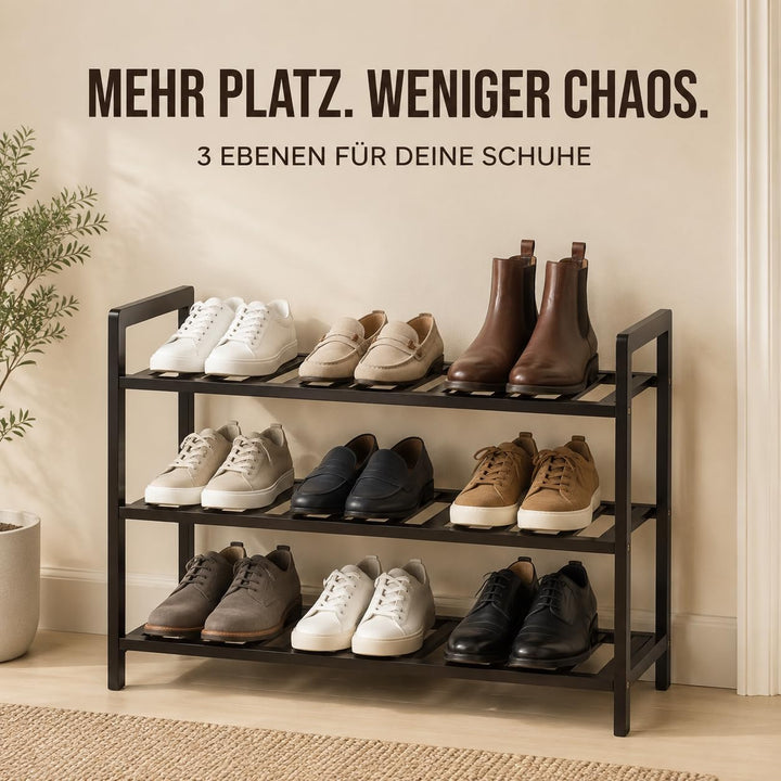 diMio Bambus Schuhregal mit 3 Ebenen (Espresso), Espresso