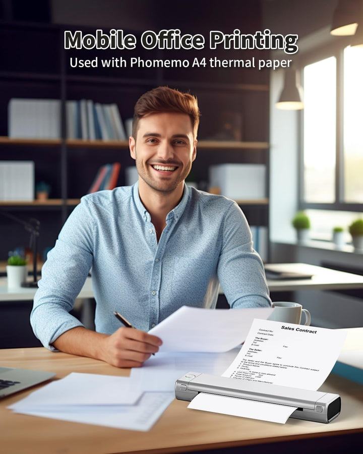 Phomemo M08F Tragbarer Thermodrucker Wireless Bluetooth Mobile Drucker A4 für Unterwegs Unterstützt
