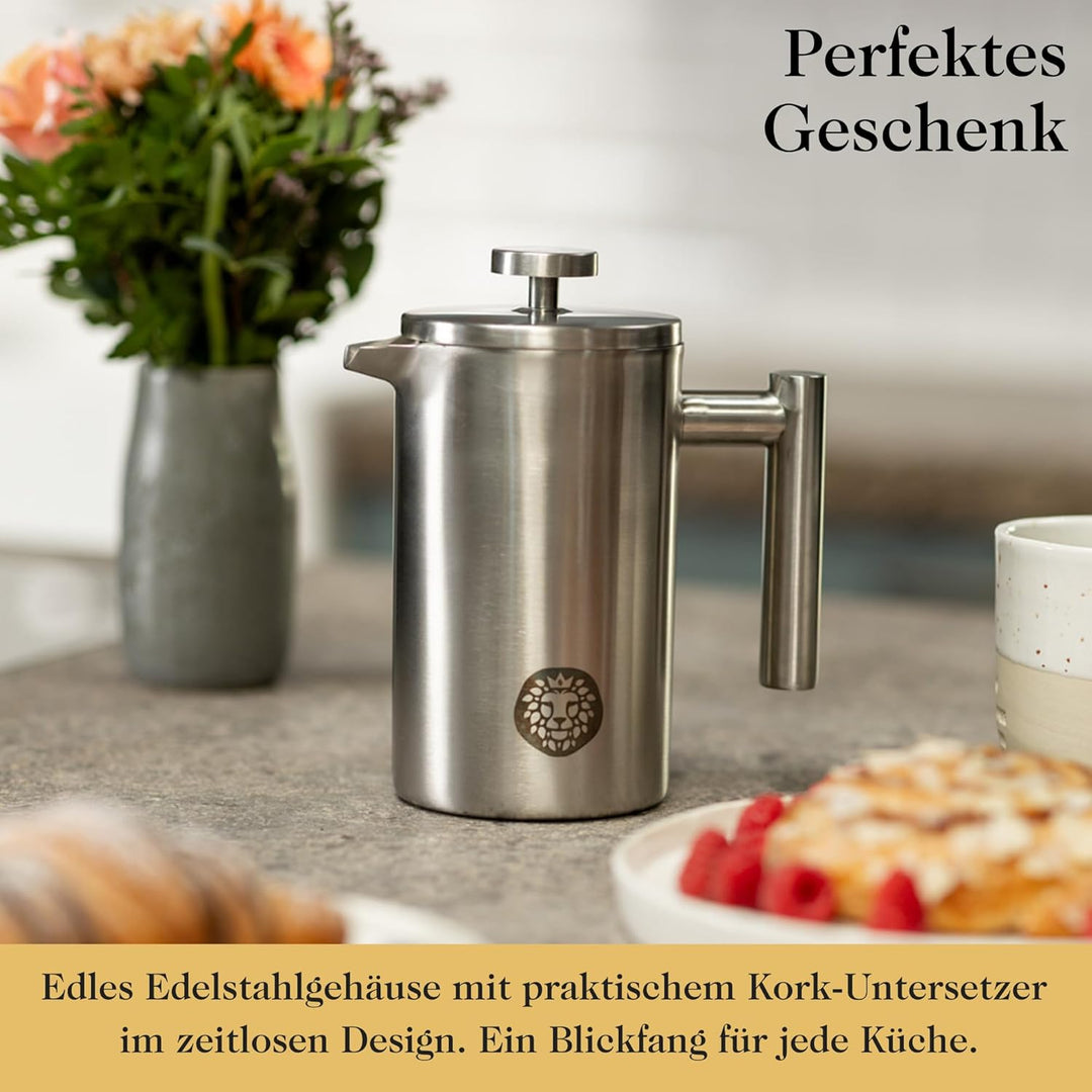 Barista Royal French Press - Hochwertige Frenchpress mit Warmhalte-Funktion - Kaffeebereiter - 600ml