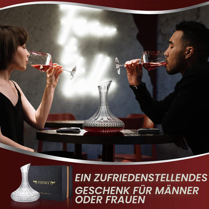 Paysky Dicker Weindekanter mit Geschenk-Box, Kristallglas, gravierter Dekanter, elegantes Geschenk u