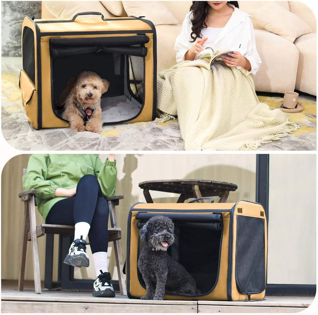 pecute Hundebox Faltbar Hundetransportbox Stabil Auto Transportbox Hund 61 x 52 x 45 cm, Leicht Katz