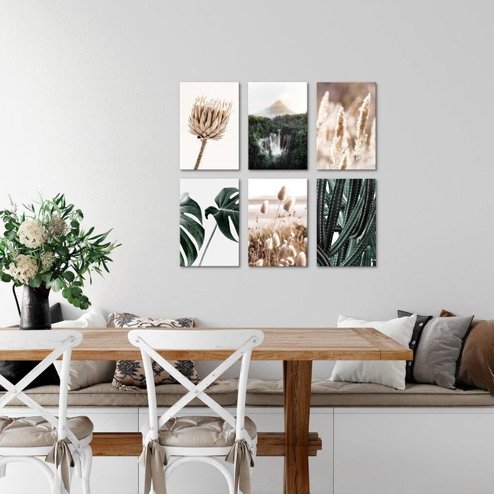 Novart Wandbilder Set - KOMPLETT AUFHÄNGFERTIG - Made in Germany - Moderne Bilder Boho Natur Wohnzim