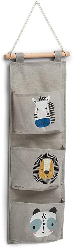 Zeller 14287 Hänge-Aufbewahrung "Animals", Baumwolle/Polyester, ca. 35x81,5 cm ca. 35 x 81,5 cm Grau