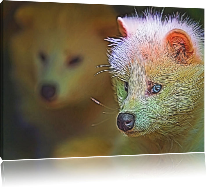 Polarfuchs in Höhle Deluxe Format: 100x70 cm auf Leinwand, XXL riesige Bilder fertig gerahmt mit Kei