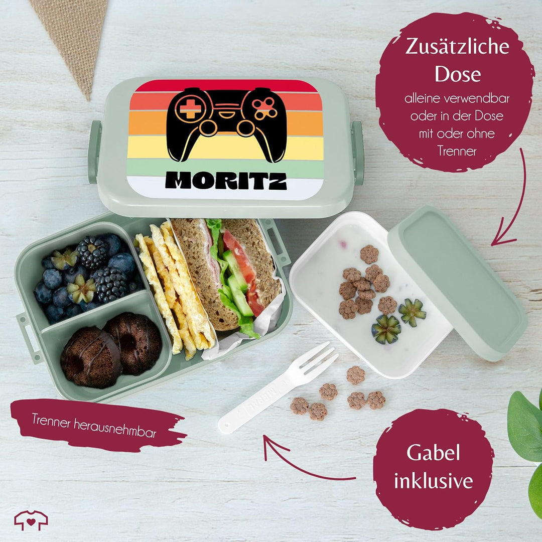 Kinder Bento Box Midi Lunchbox für Mepal Bentobox - Gaming - Controller Gamepad Game - 900 ml - Sage