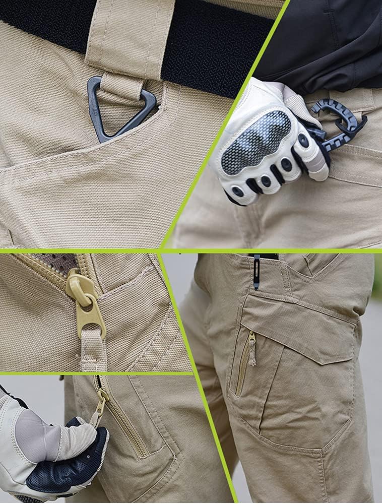 FEDTOSING Cargohose Herren Vintage Militär Tactical Hosen mit Stretch Arbeitshose Outdoor Viele Tasc