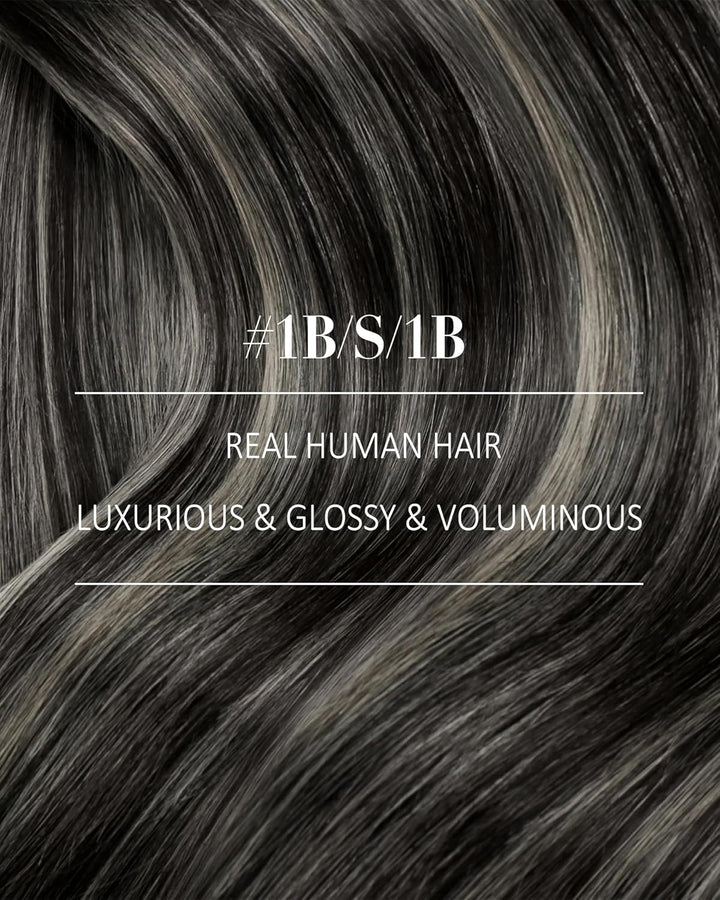 YoungSee Echthaar Extensions Clip Ombre Schwarz 7 Stück 30cm Clip in Extensions Echthaar Schwarz Bal